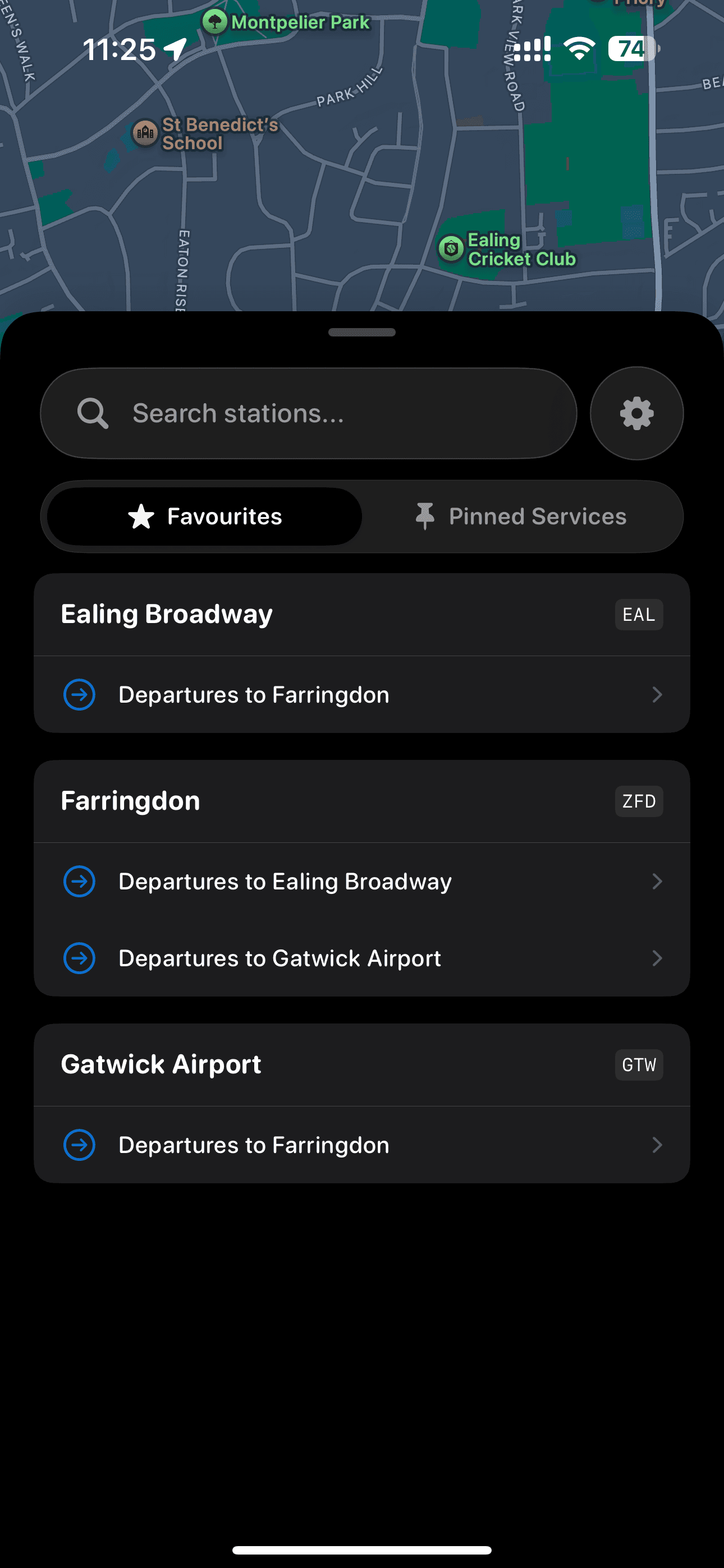 Favourite stations in Railtime