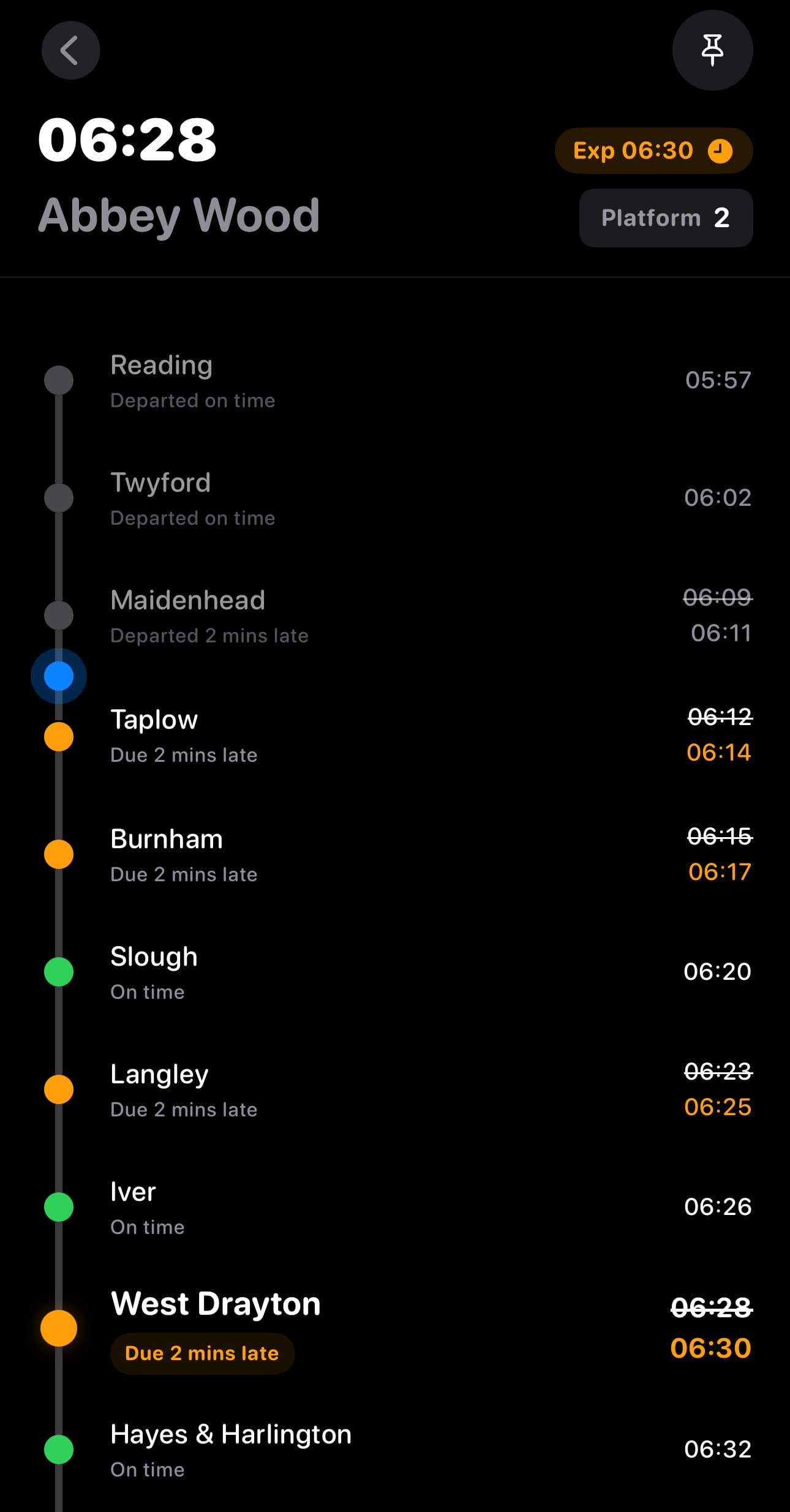 Railtime train tracking details