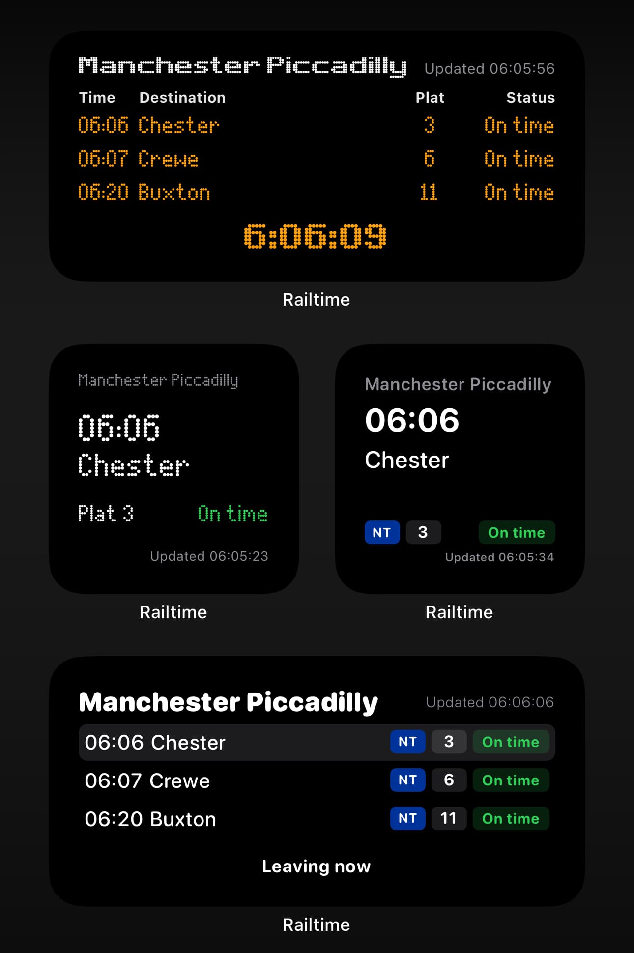 Railtime widget style options